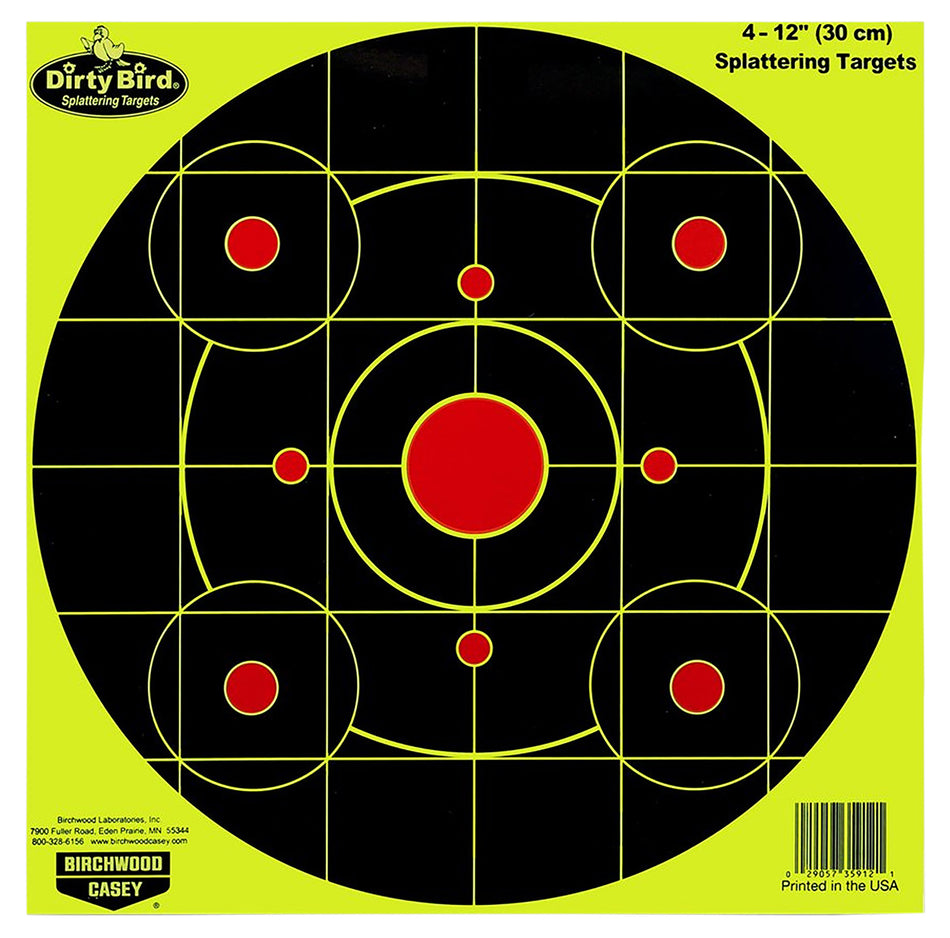 Birchwood Casey 35925 Dirty Bird 12" Bullseye Paper Target Black/Yellow 25 Pack