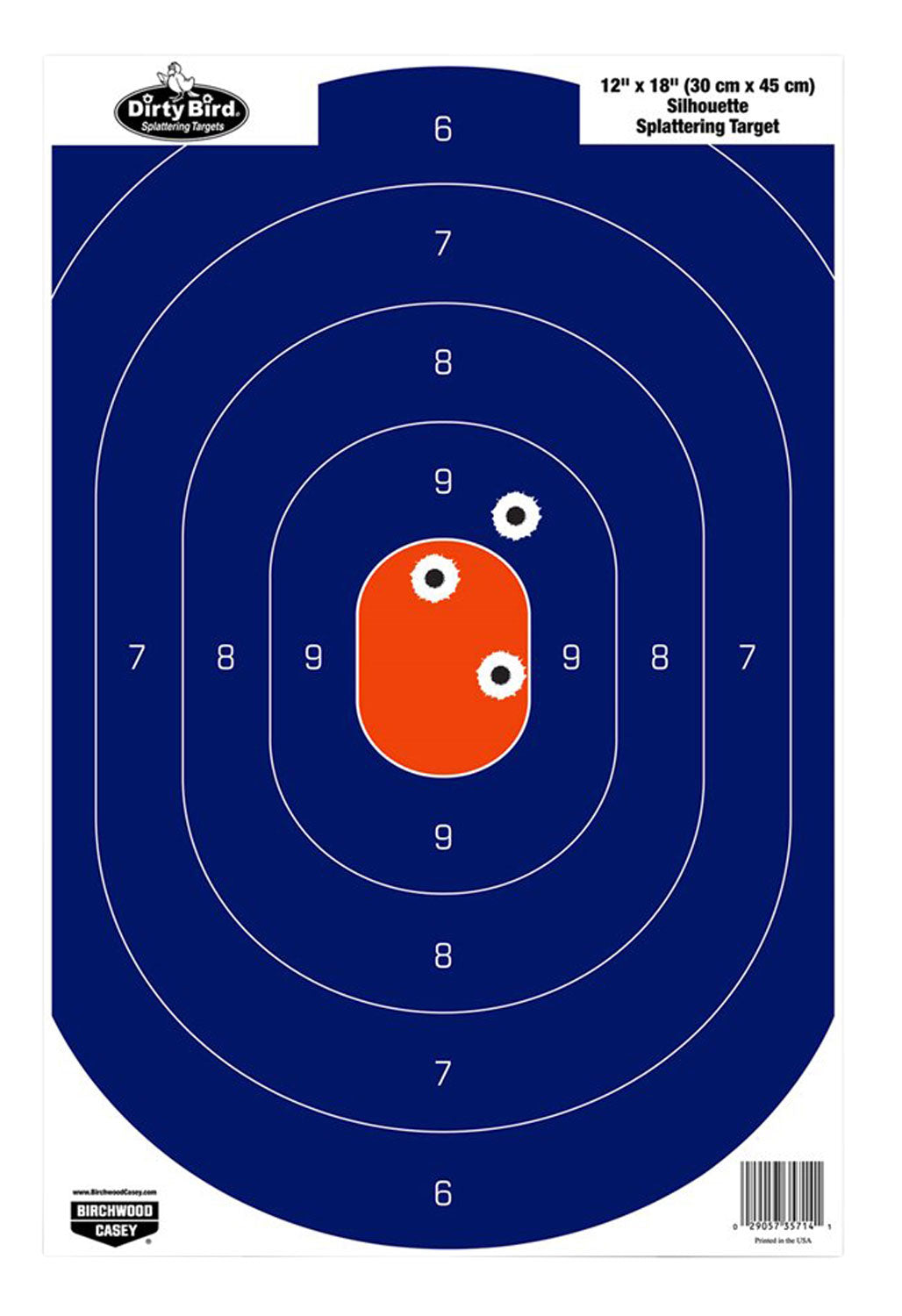Birchwood Casey 35720 Dirty Bird Silhouette Tagboard Target Blue/Orange 12"x18" 50 Per Pkg