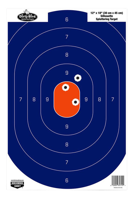 Birchwood Casey 35720 Dirty Bird Silhouette Tagboard Target Blue/Orange 12"x18" 50 Per Pkg