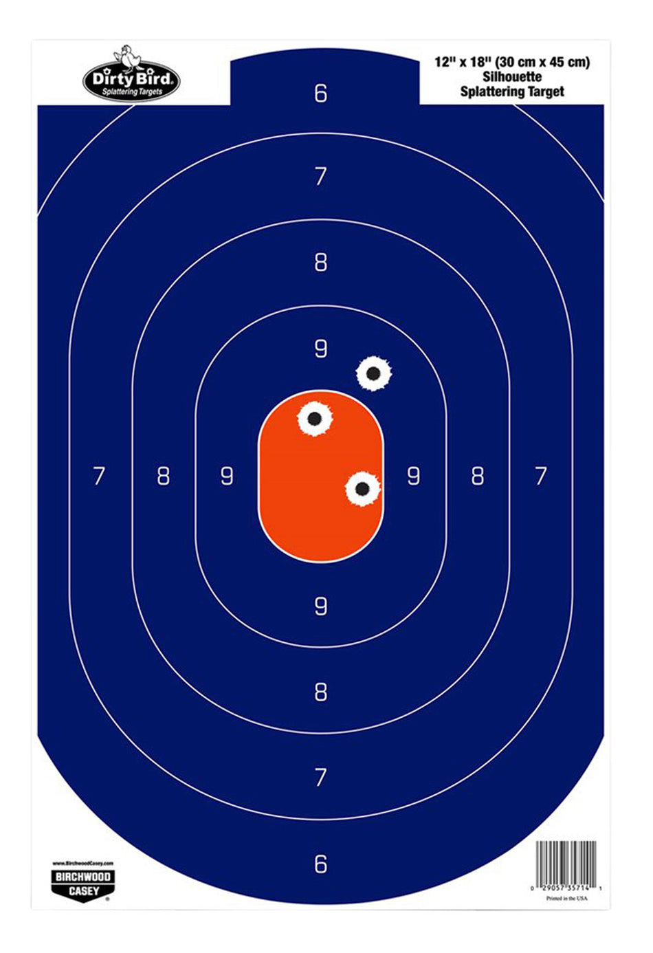 Birchwood Casey 35720 Dirty Bird Silhouette Tagboard Target Blue/Orange 12"x18" 50 Per Pkg