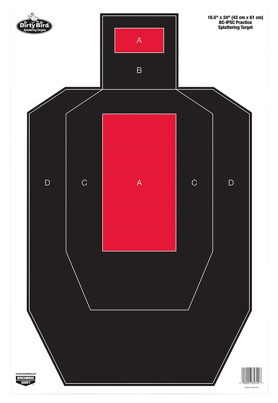 Birchwood Casey 35743 Dirty Bird IPSC Tagboard Hanging Target 16.5"x24" Black/Red 3 Per Pkg