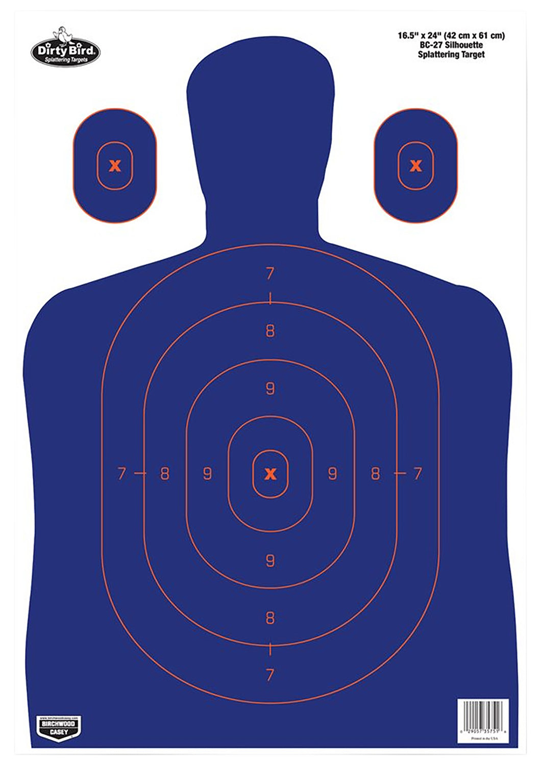 Birchwood Casey 35753 Dirty Bird Silhouette Tagboard Hanging Target 16.5"x24" Blue/Orange 3 Per Pkg