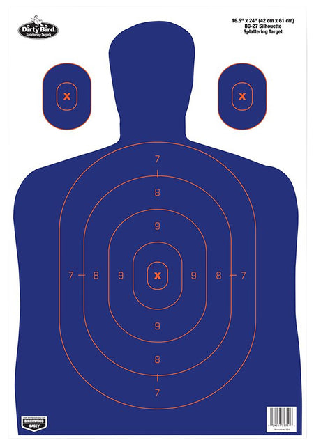 Birchwood Casey 35753 Dirty Bird Silhouette Tagboard Hanging Target 16.5"x24" Blue/Orange 3 Per Pkg