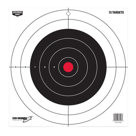 Birchwood Casey 37013 EZE-Scorer 12" Bullseye Paper Target Black/Red Pistol/Rifle 13 Per Package