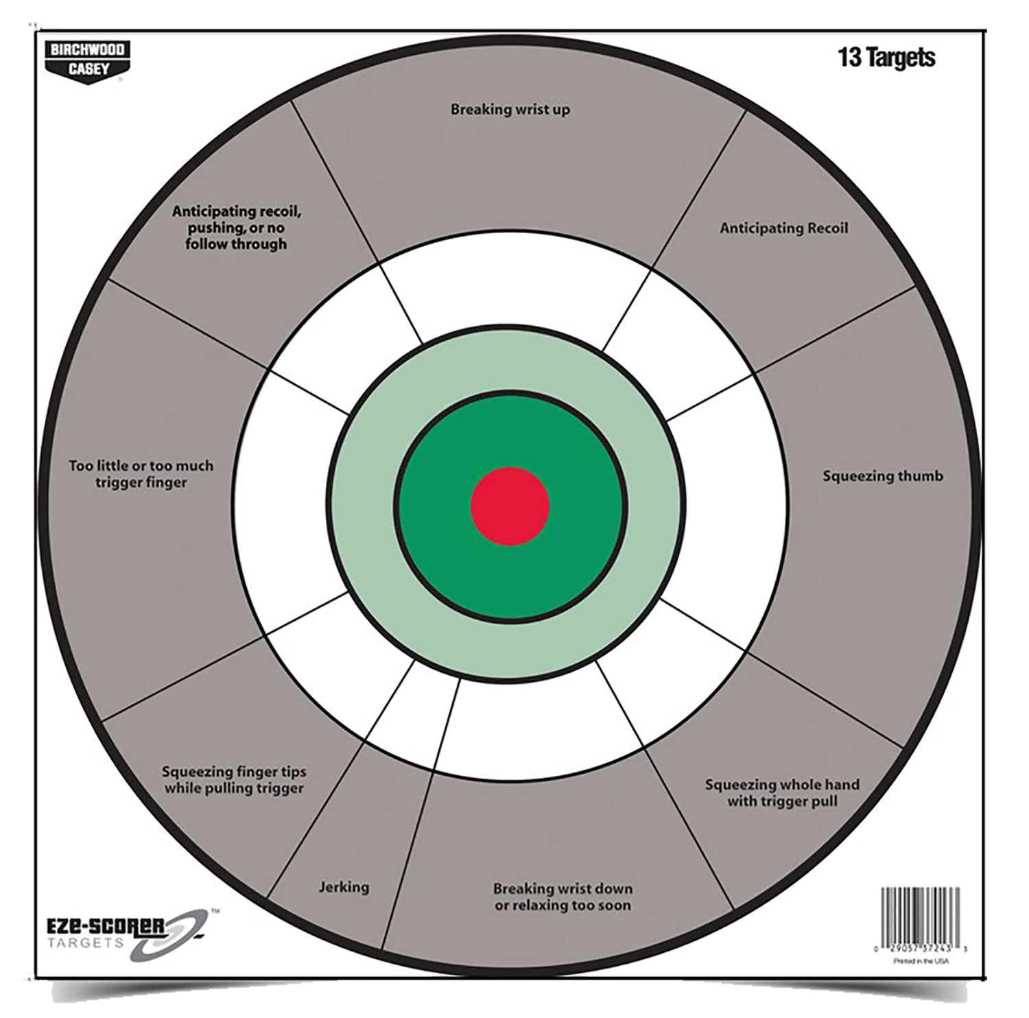 Birchwood Casey 37245 EZE-Scorer 12" Bullseye Handgun Trainer Paper Hanging Target Gray/White 13 Pack