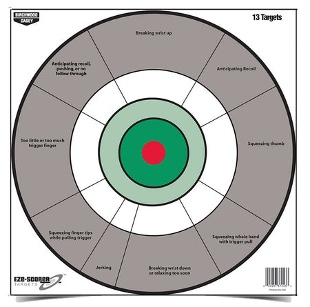 Birchwood Casey 37245 EZE-Scorer 12" Bullseye Handgun Trainer Paper Hanging Target Gray/White 13 Pack