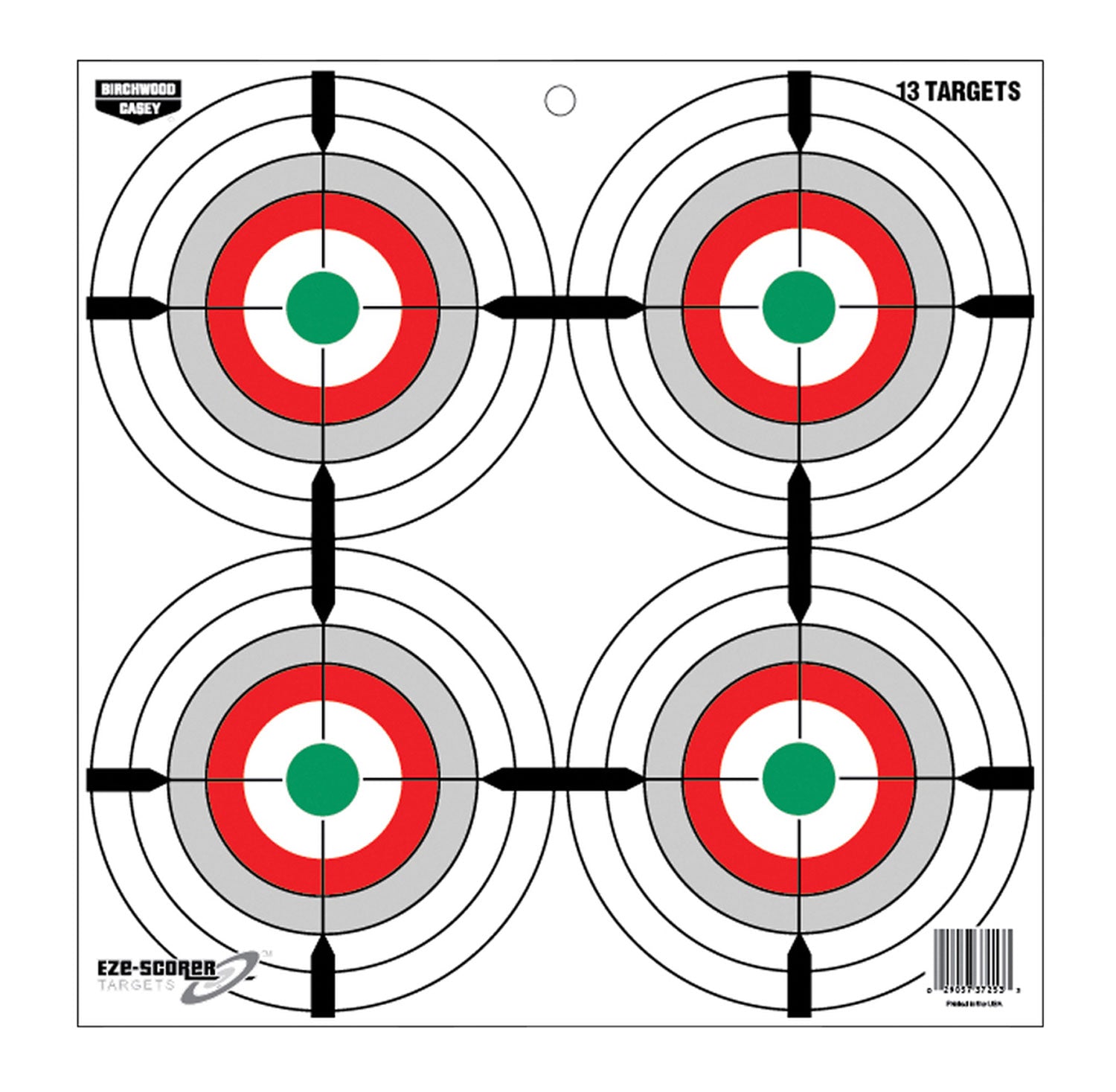 Birchwood Casey 37253 EZE-Scorer 12" Bullseye Paper Hanging Target Multi-Color 13 Per Package