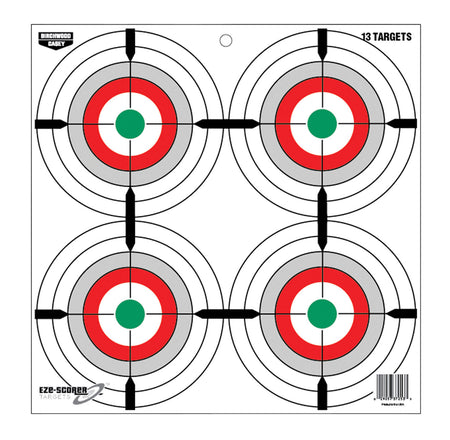 Birchwood Casey 37253 EZE-Scorer 12" Bullseye Paper Hanging Target Multi-Color 13 Per Package