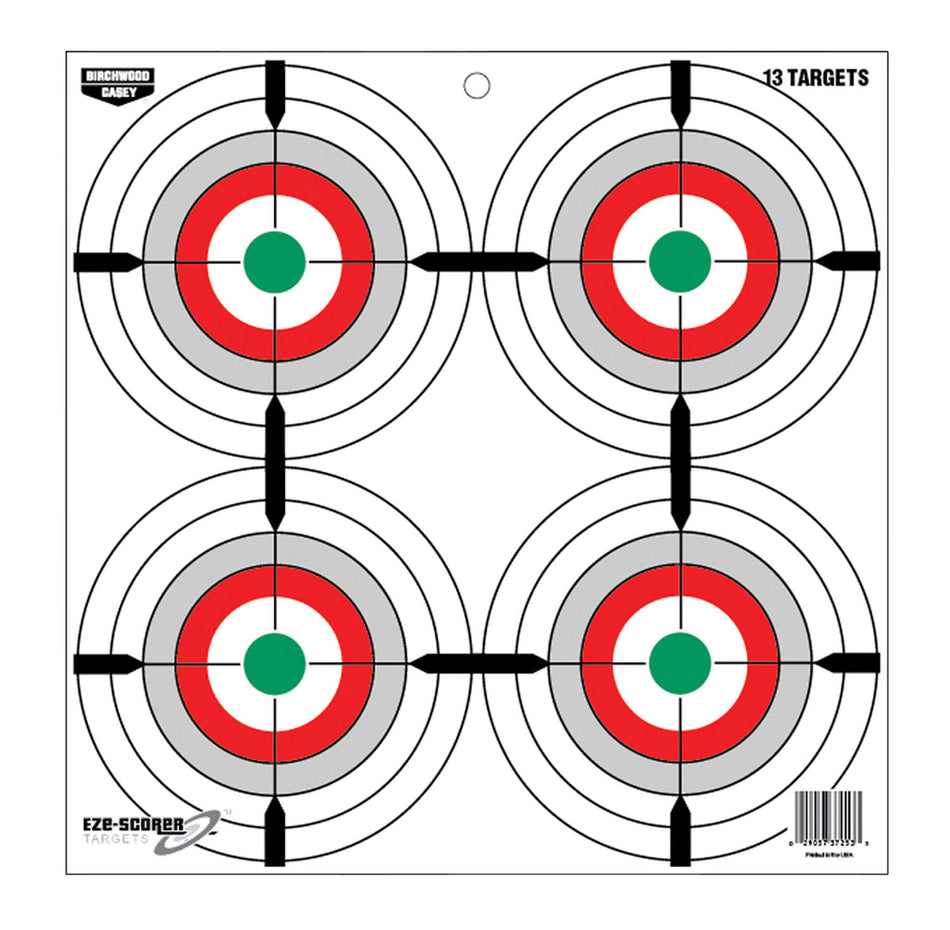 Birchwood Casey 37253 EZE-Scorer 12" Bullseye Paper Hanging Target Multi-Color 13 Per Package