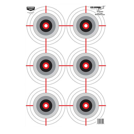 Birchwood Casey 37209 EZE-Scorer 12" x 18" 6-Bullseye Paper Target Black/White Universal 10 Pack