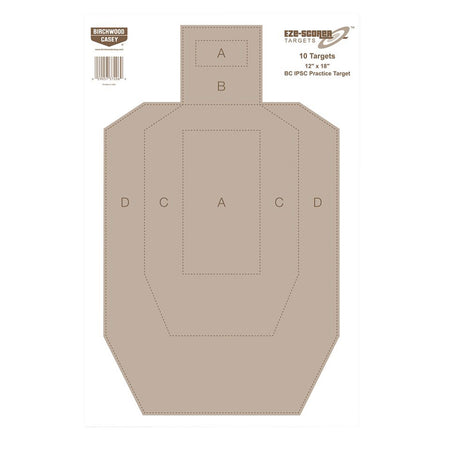 Birchwood Casey 37206 EZE-Scorer IPSC Silhouette Paper Hanging Target 12"x18" Tan 10 Pack
