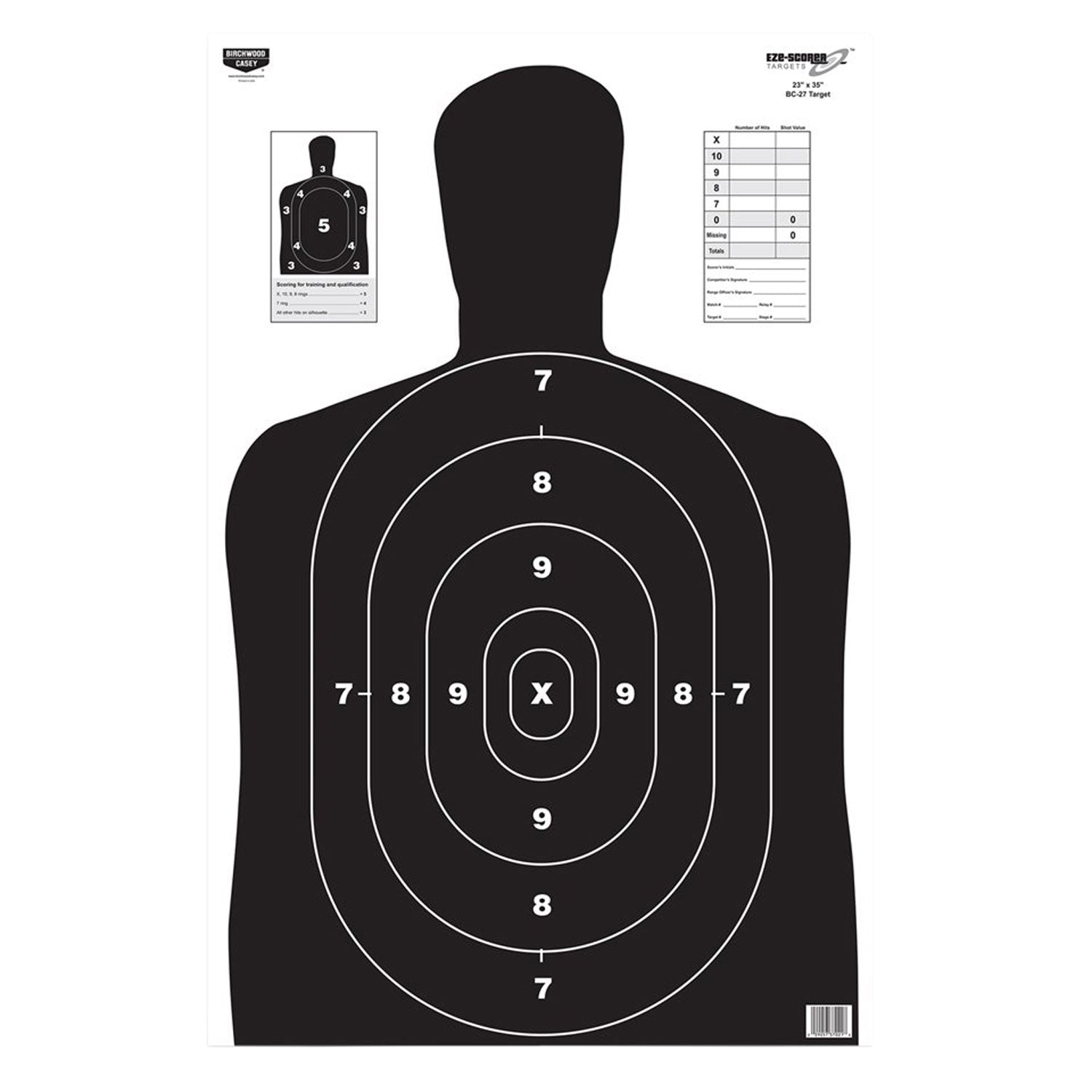 Birchwood Casey 37020 EZE-Scorer BC-27 Silhouette Paper Hanging Target 23"x35" Black 5 Pack