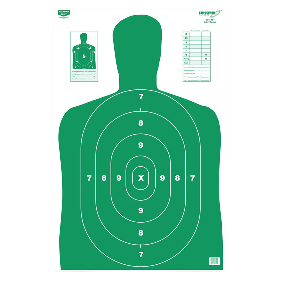 Birchwood Casey 37015 EZE-Scorer Silhouette Paper Hanging Target 23"x35" Green 5 Pack