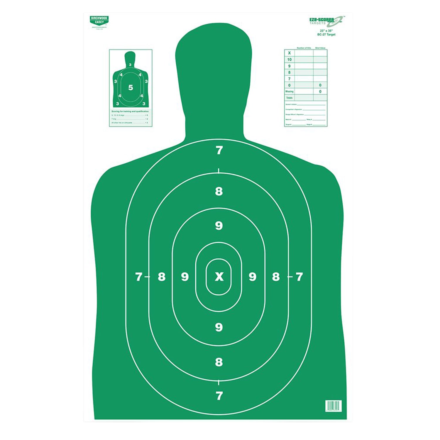 Birchwood Casey 37015 EZE-Scorer Silhouette Paper Hanging Target 23"x35" Green 5 Pack