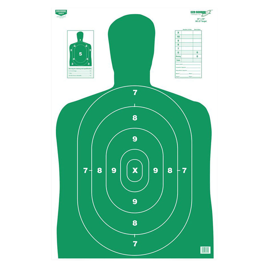 Birchwood Casey 37015 EZE-Scorer Silhouette Paper Hanging Target 23"x35" Green 5 Pack