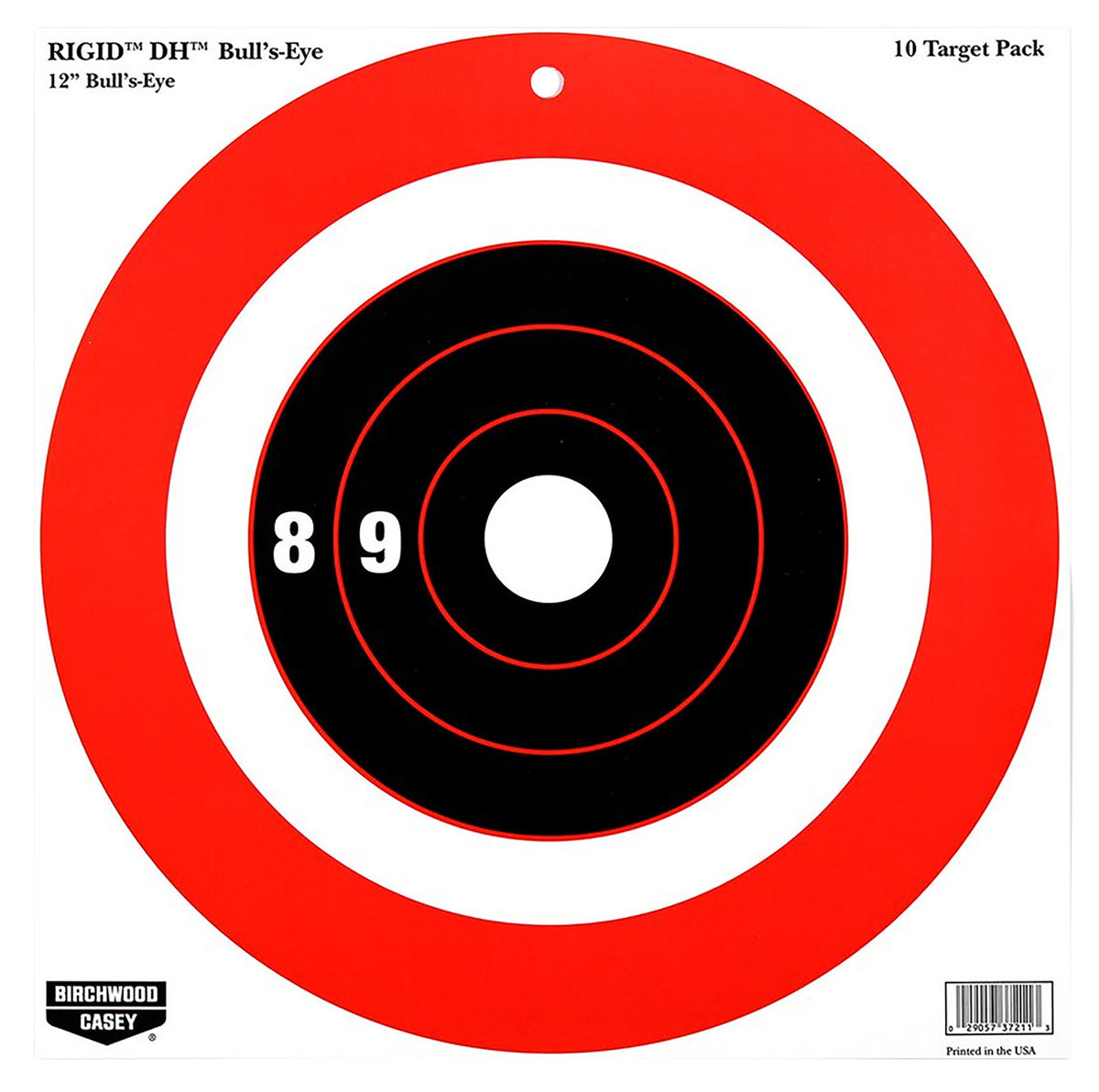 Birchwood Casey 37211 Rigid DH Bullseye Tagboard Hanging Target 12" x 12" Black/Orange 10 Pack