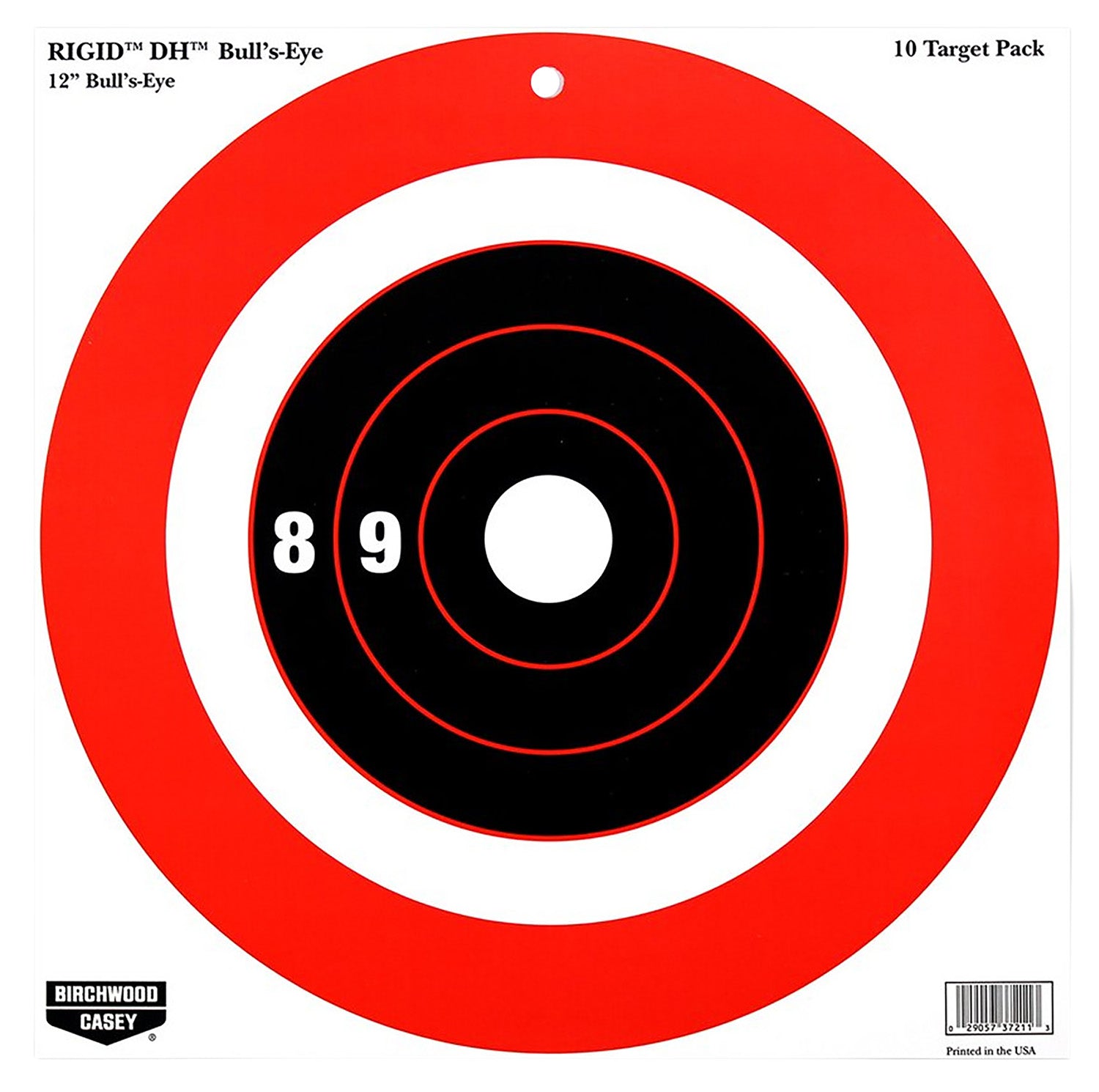 Birchwood Casey 37211 Rigid DH Bullseye Tagboard Hanging Target 12" x 12" Black/Orange 10 Pack