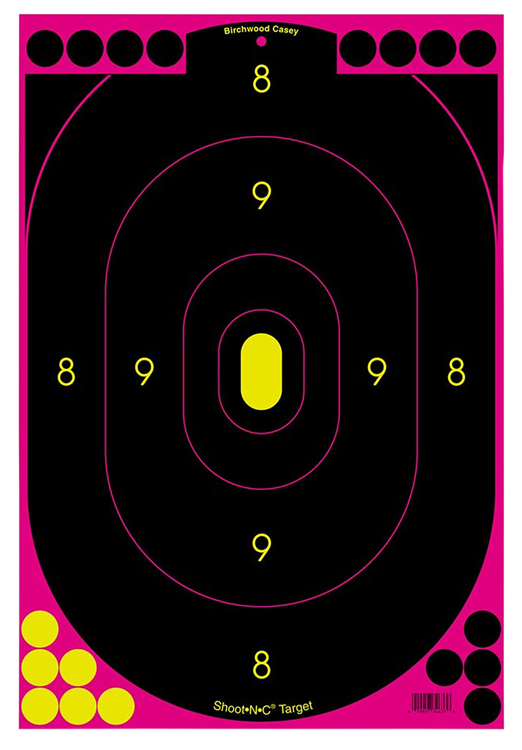 Birchwood Casey 34633 Shoot-N-C Reactive Self-Adhesive Paper Target Black/Pink 12"x18" Oval Silhouette 100 Pack