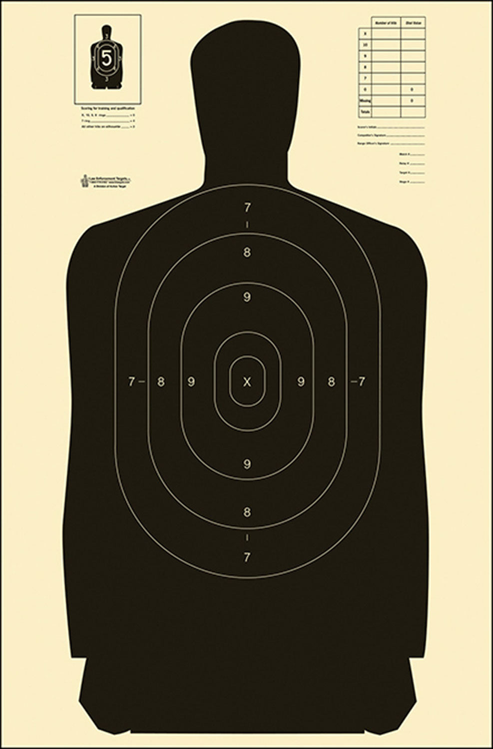 Action Target B27SBLACK100 Standard Qualification Silhouette Heavy Paper Hanging Target Black/White 100 Pack