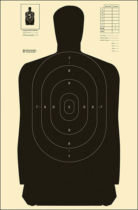 Action Target B27SBLACK100 Standard Qualification Silhouette Heavy Paper Hanging Target Black/White 100 Pack