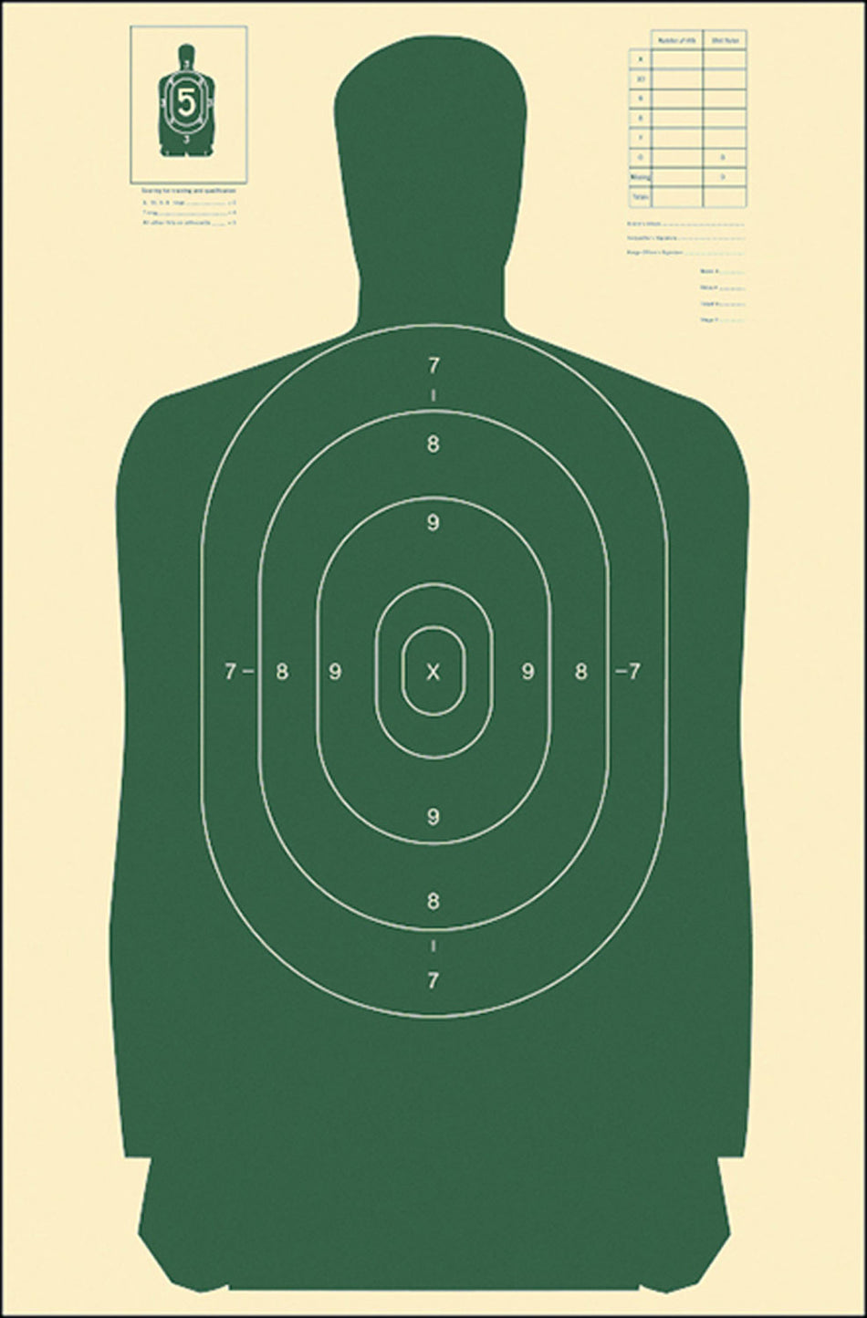 Action Target B27SGREEN100 Qualification Silhouette Paper Hanging Target 24" x 45" Green/White 100 Per Box