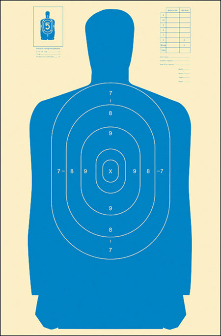 Action Target B27SBLUE100 Standard Qualification Silhouette Paper Hanging Target 24x45 Blue/White 100 Pack