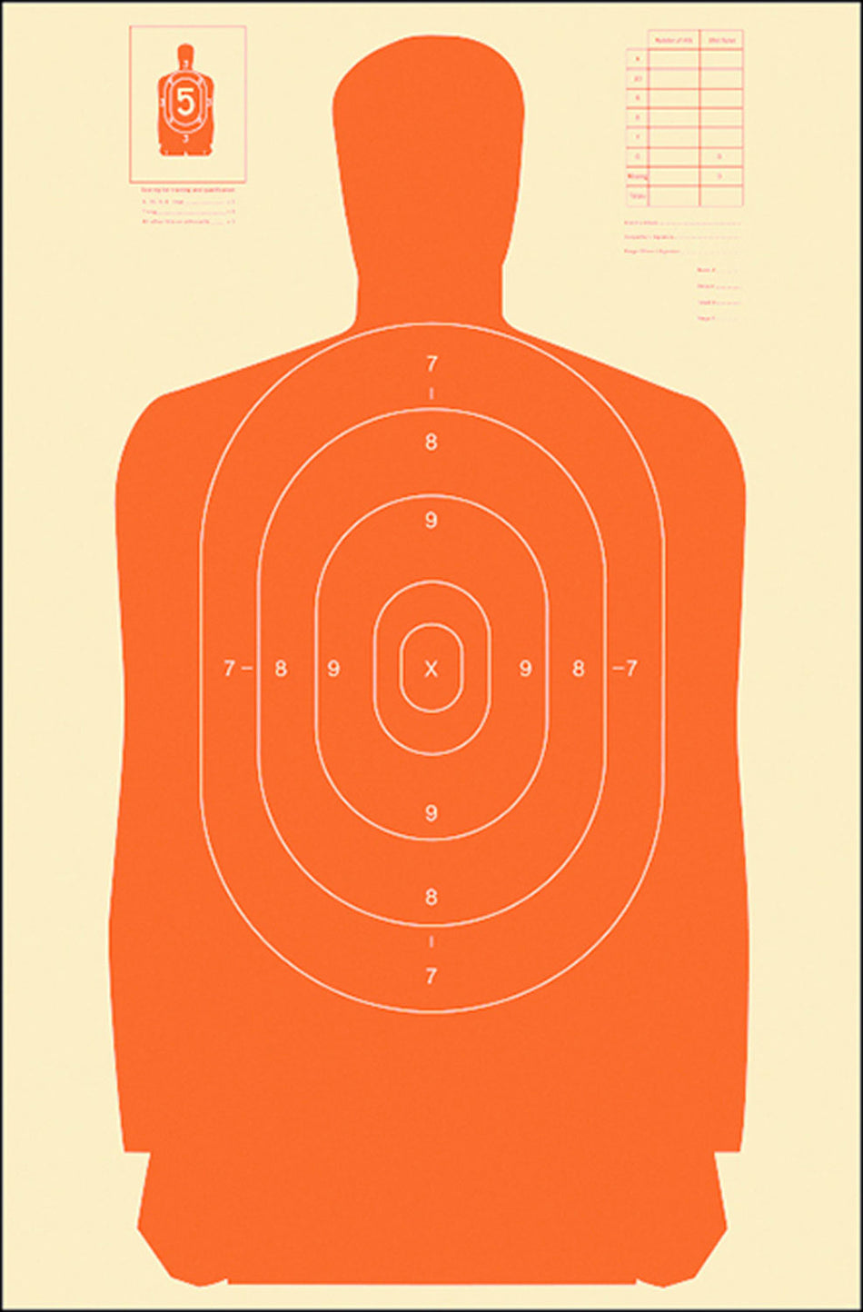 Action Target B27SORANGE100 Standard Qualification Silhouette Paper Hanging Target 24x45 Orange/White 100 Pack
