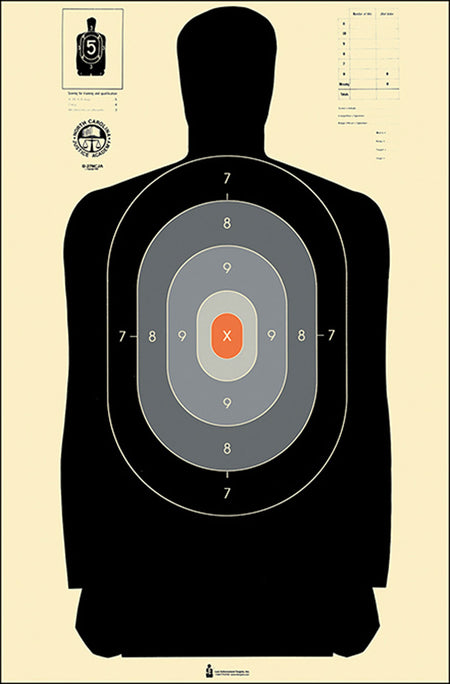 Action Target B27NCJA100 NC Criminal Justice Academy Qualification Silhouette Paper Hanging Target 24x45 Black/Gray/White 100 Pack