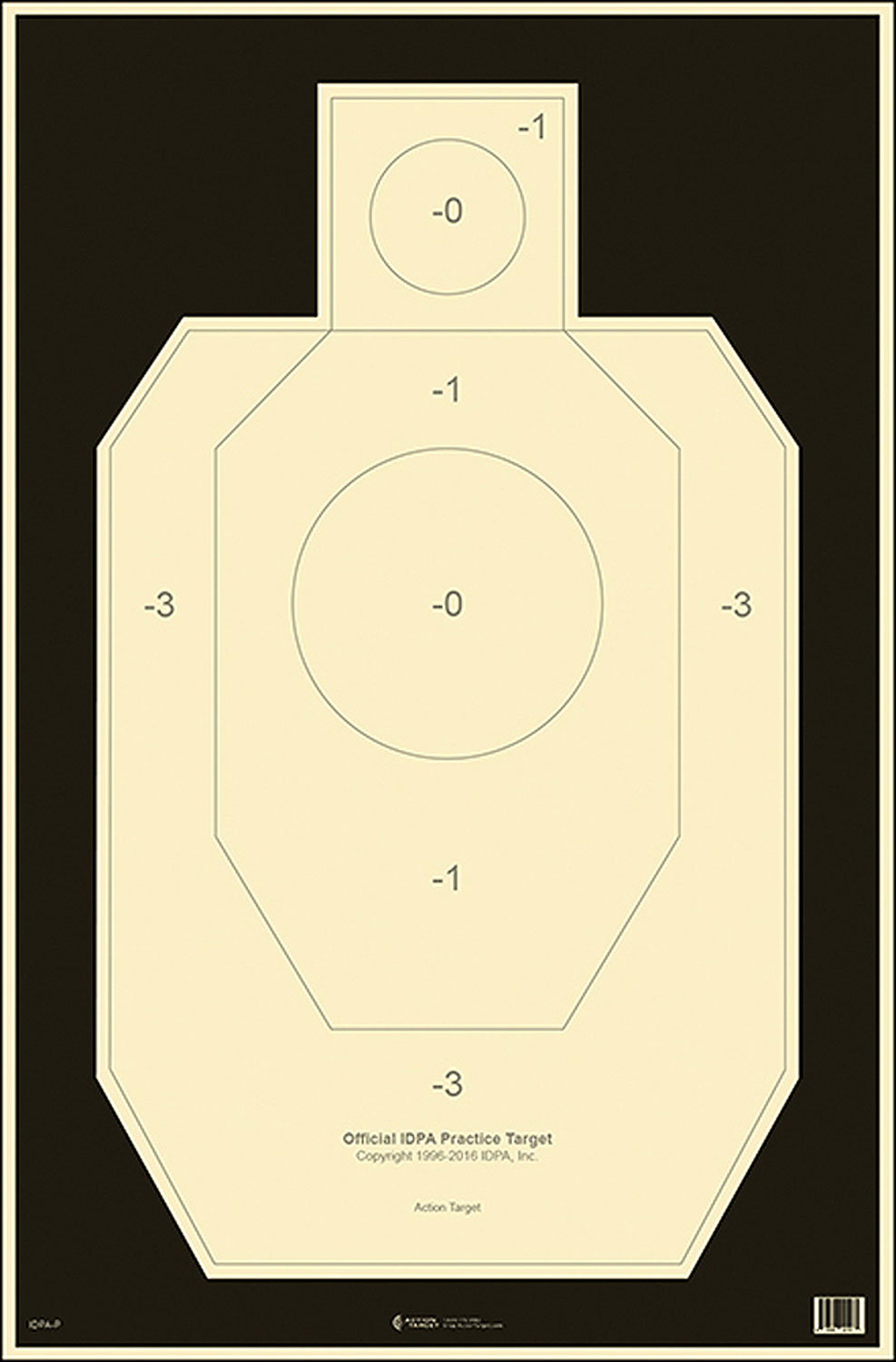 Action Target IDPAP100 Official IDPA Competition Silhouette Tagboard Hanging Target 23x35 Black/White 100 Pack