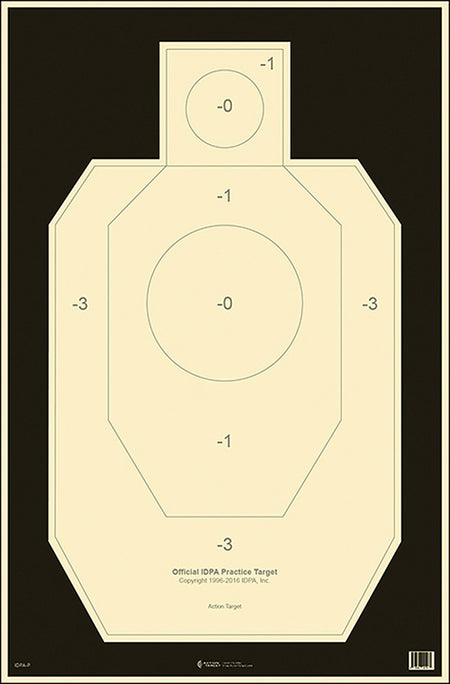 Action Target IDPAP100 Official IDPA Competition Silhouette Tagboard Hanging Target 23x35 Black/White 100 Pack
