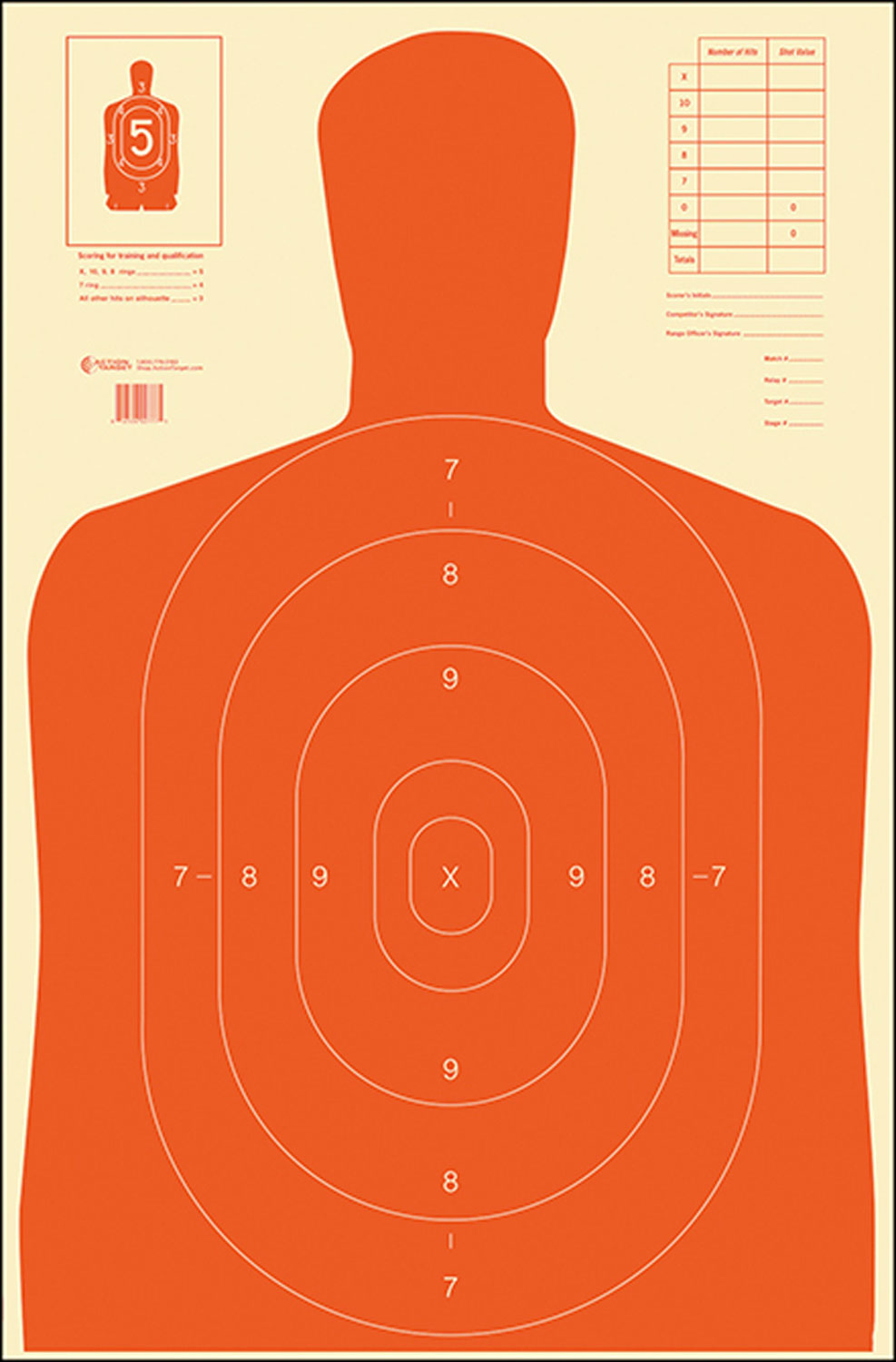 Action Target B27ERED100 Full-Size B-27 Economy Silhouette Paper Targets 23"x35" 100/Box