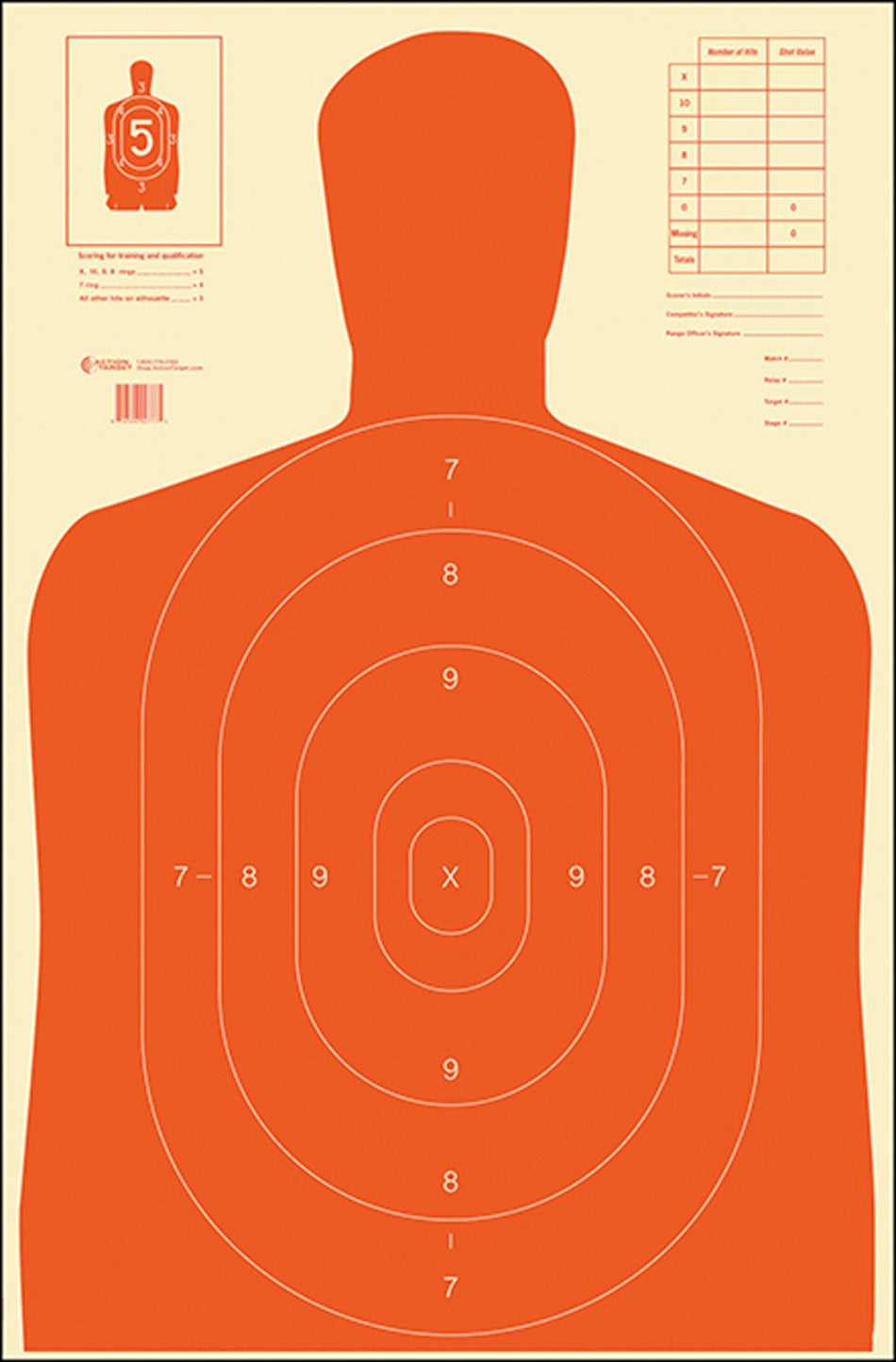 Action Target B27ERED100 Full-Size B-27 Economy Silhouette Paper Targets 23"x35" 100/Box
