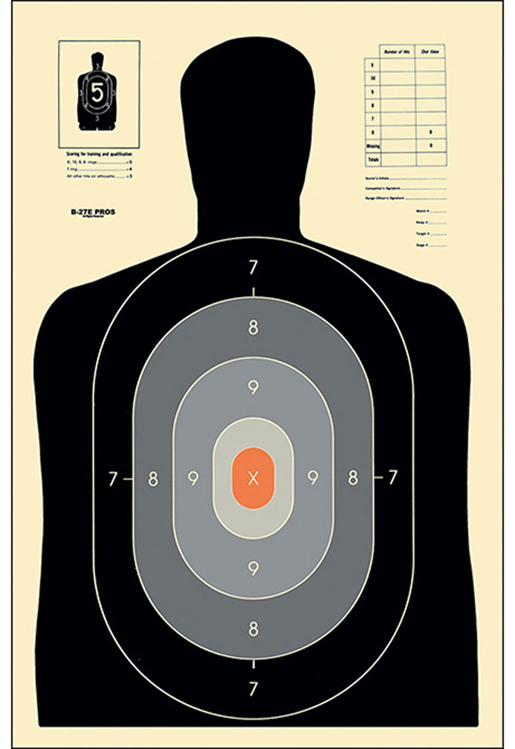 Action Target B27EPROS100 Pros Qualification Silhouette Paper Hanging Target 23x35 Black/Gray/White 100 Pack
