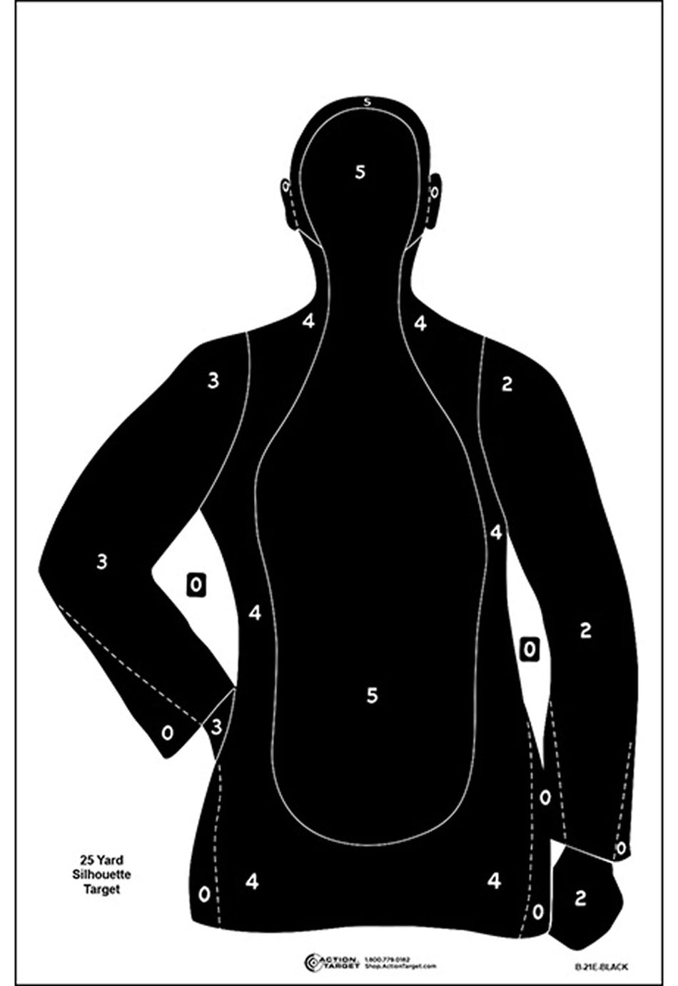 Action Target B21EBLACK100 Qualification Silhouette Paper Target 23" x 35" Black/White 100 Per Box