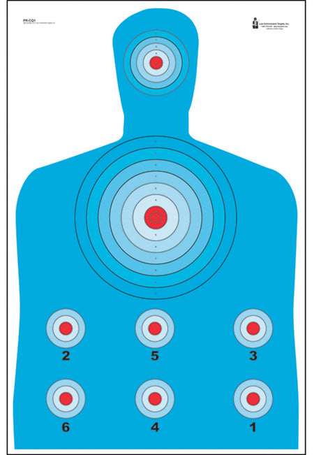 Action Target PRCQ1100 High Visibility Fluorescent Qualification Silhouette Paper Target 23x35 Blue/Red 100 Pack