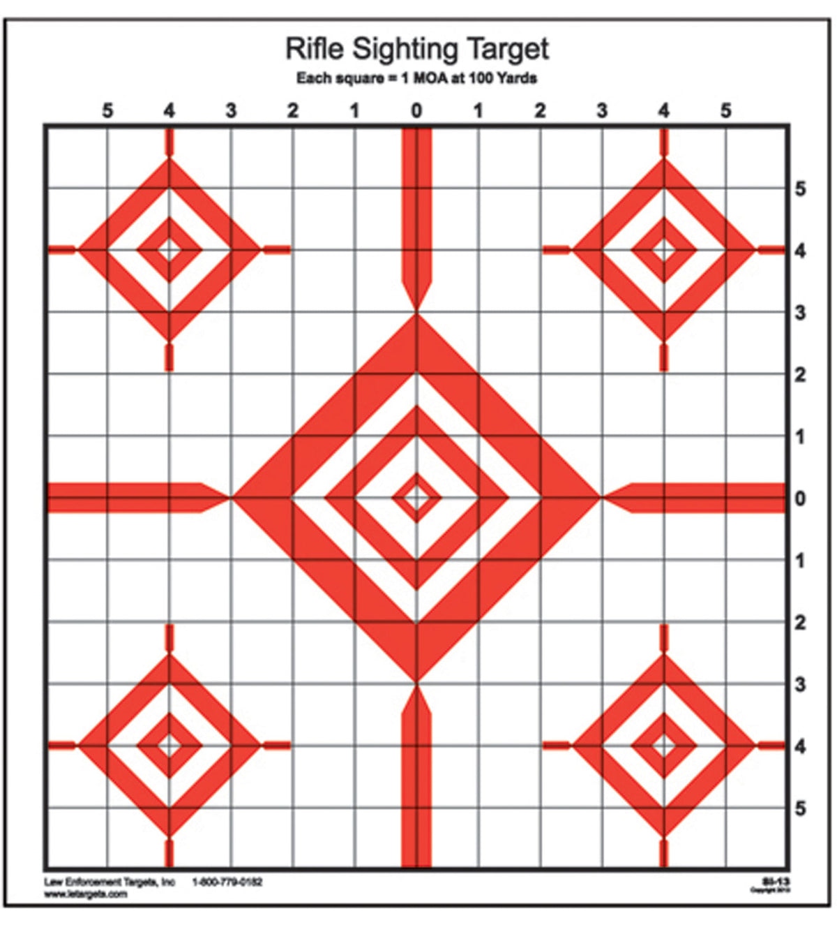 Action Target SI13100 Advanced Rifle Sighting Diamond Paper Target 100 yds 14x15 Red/White 100 Pack