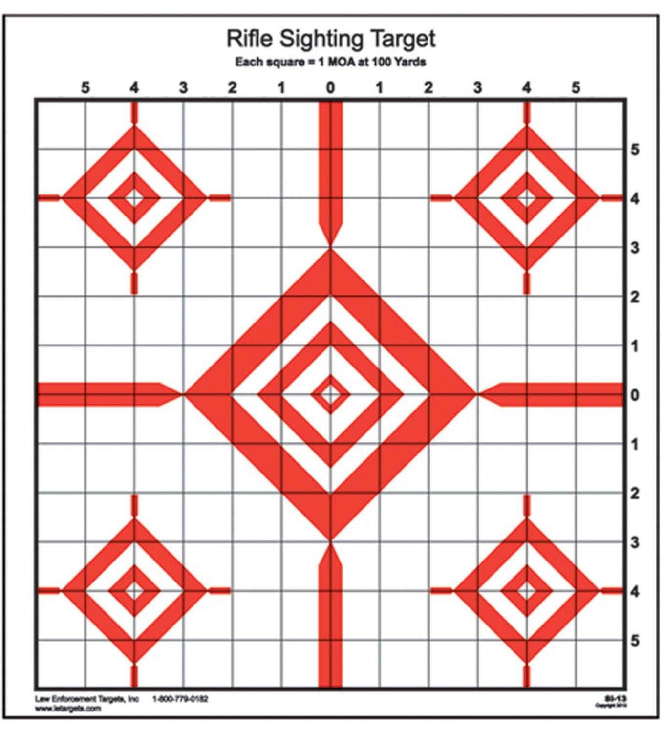 Action Target SI13100 Advanced Rifle Sighting Diamond Paper Target 100 yds 14x15 Red/White 100 Pack