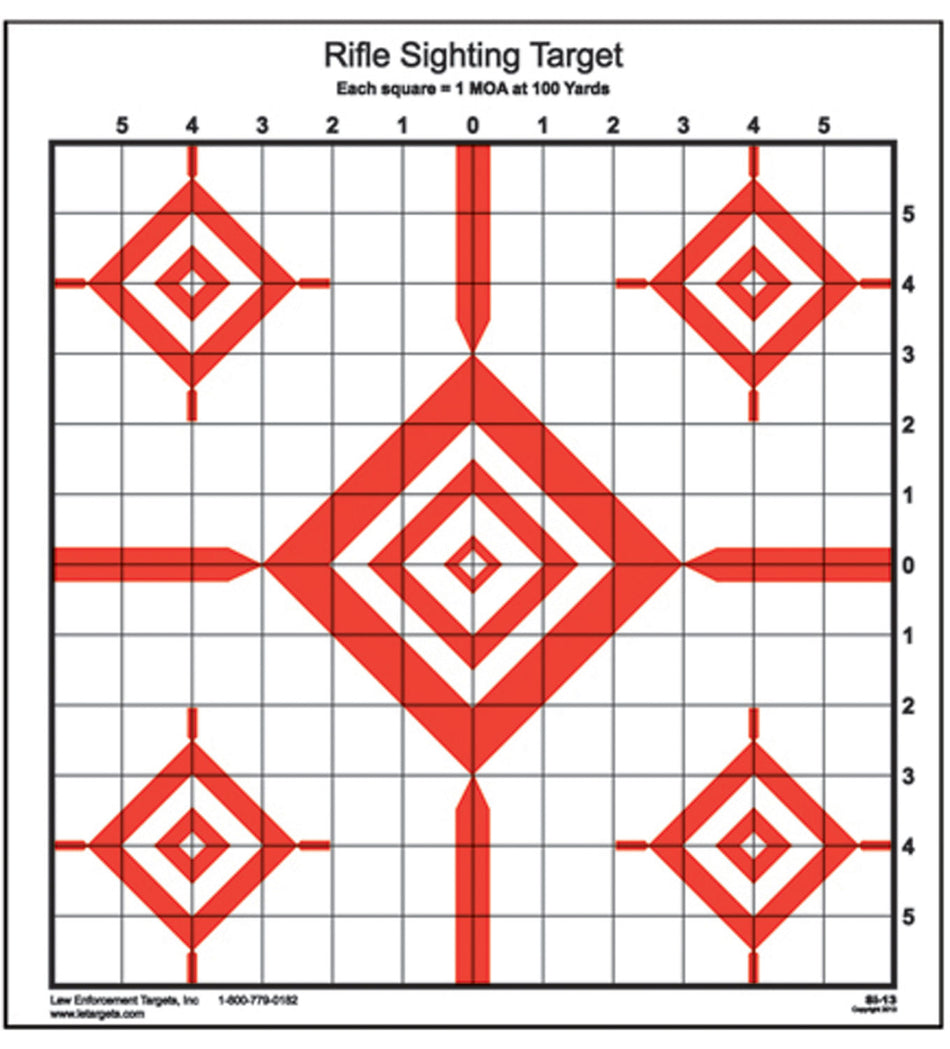 Action Target SI13100 Advanced Rifle Sighting Diamond Paper Target 100 yds 14x15 Red/White 100 Pack
