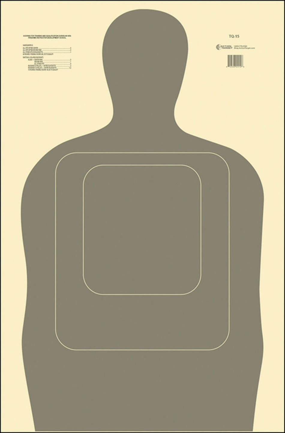 Action Target TQ15GRAY100 Standard TQ-15 Silhouette Paper Hanging Target 24x45 Gray/White 100 Pack