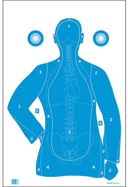 Action Target FB21EANTAV2100 Silhouette Vitals Combo Paper Hanging Target 23x35 Blue/White 100 Pack