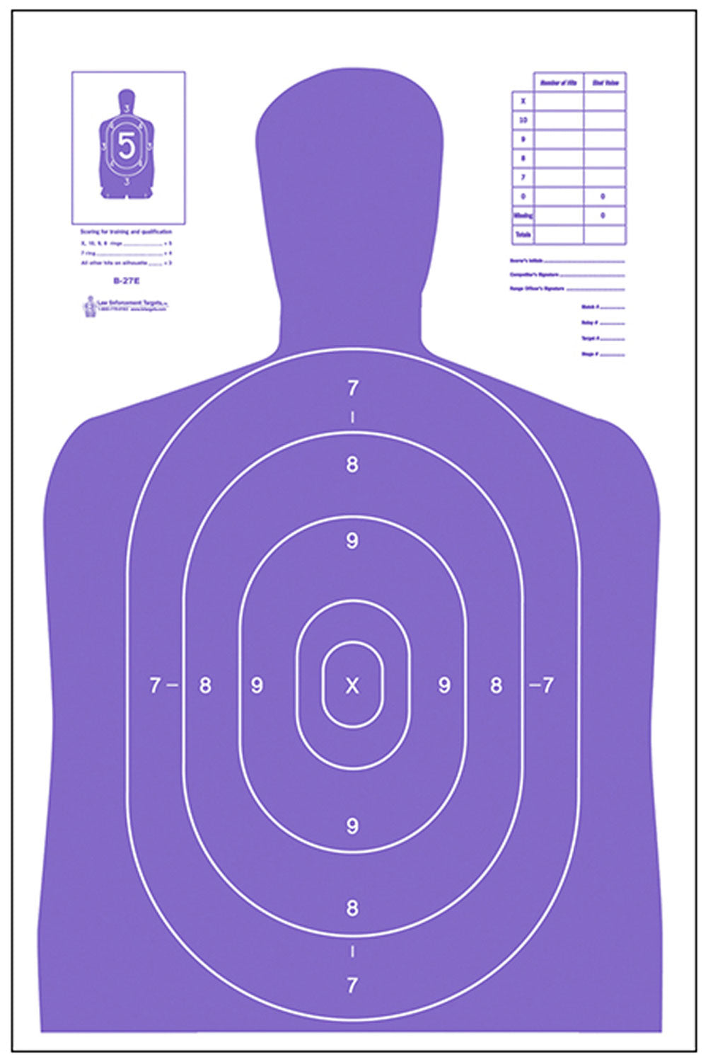 Action Target B27EPR100 High Visibility Fluorescent Purple Silhouette Paper Target 23x35 100 Pack