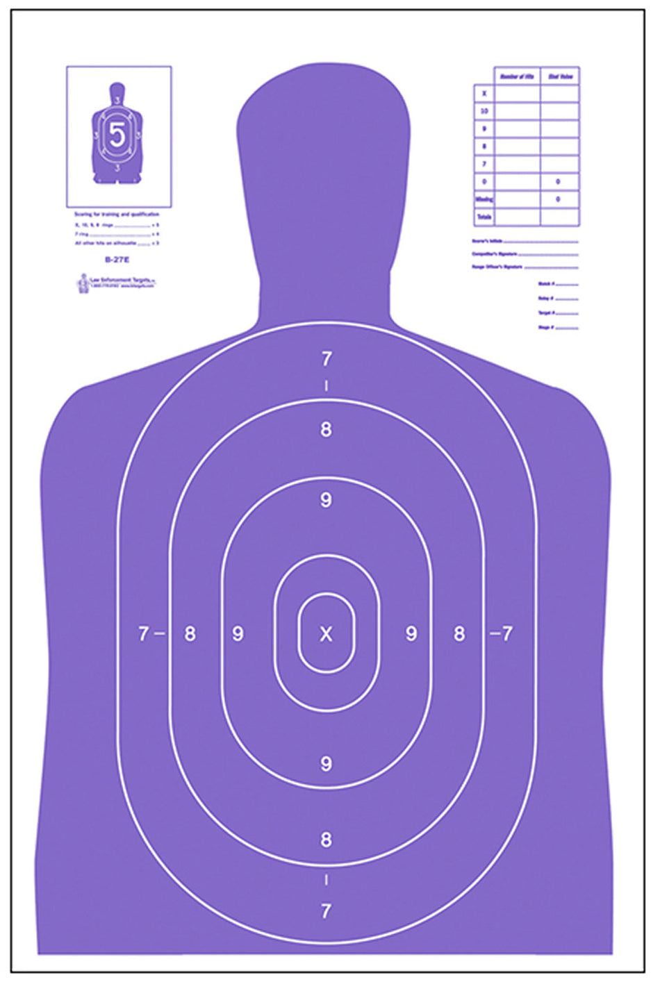 Action Target B27EPR100 High Visibility Fluorescent Purple Silhouette Paper Target 23x35 100 Pack