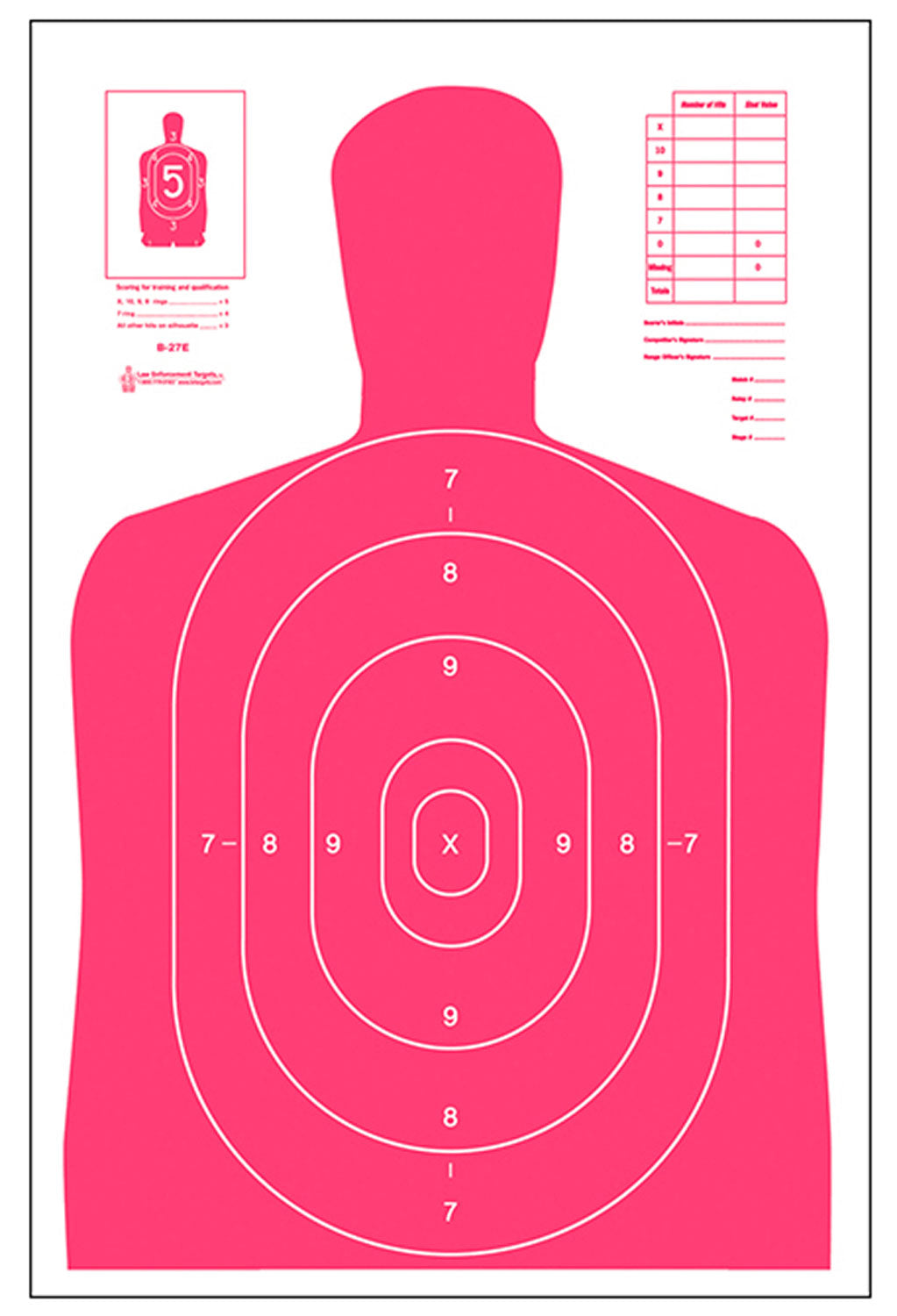 Action Target B27ERD100 High Visibility Fluorescent Red Silhouette Paper Target 23x35 100 Pack