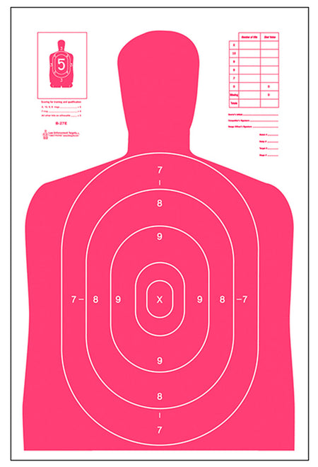 Action Target B27ERD100 High Visibility Fluorescent Red Silhouette Paper Target 23x35 100 Pack