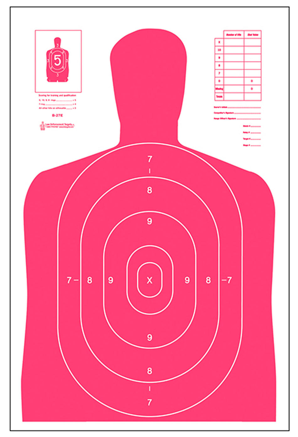 Action Target B27ERD100 High Visibility Fluorescent Red Silhouette Paper Target 23x35 100 Pack
