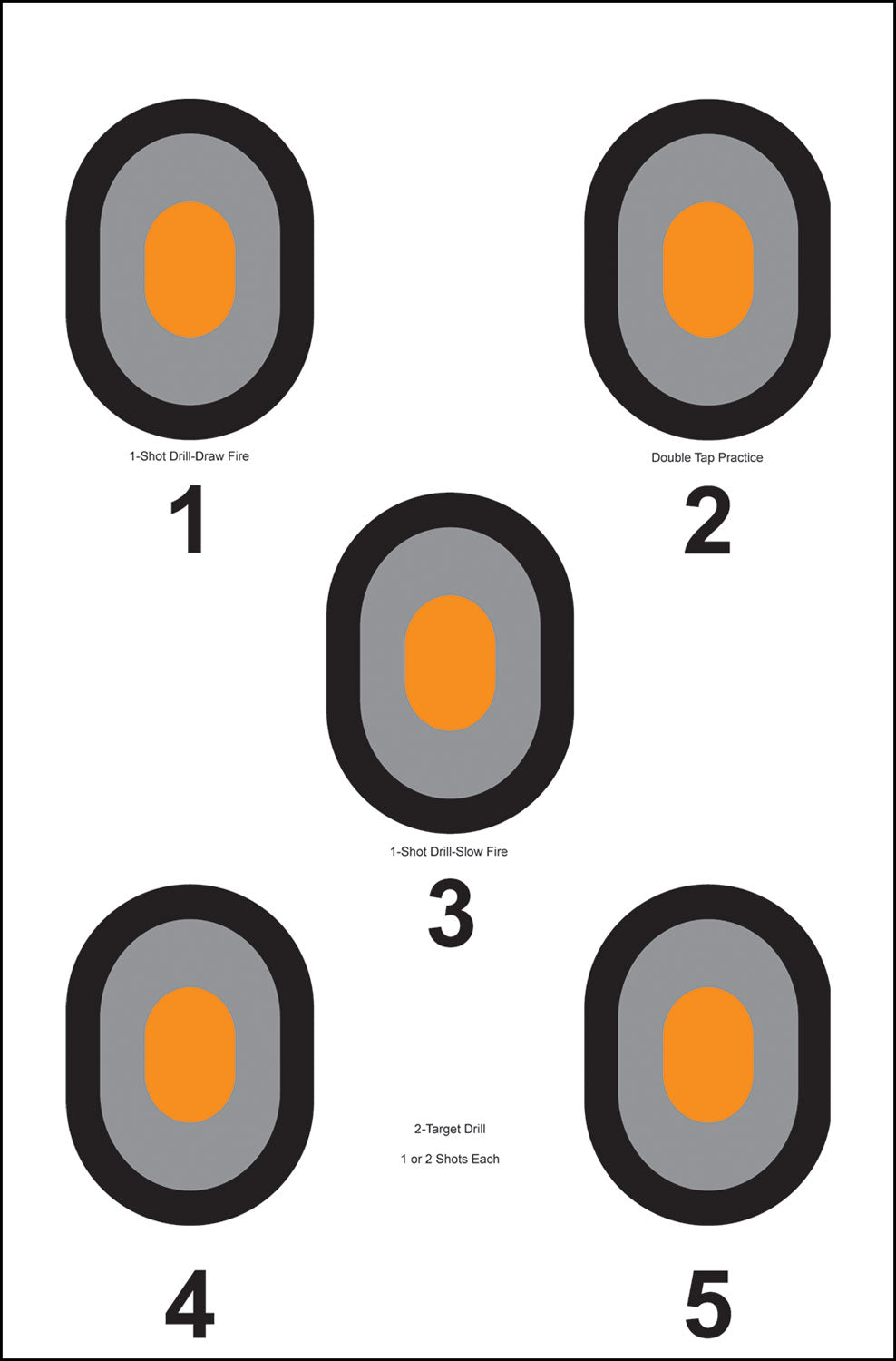 Action Target 530OC100 Five Bull's-Eye Paper Shooting Targets 23"x35" Multi-Color 100 Per Box