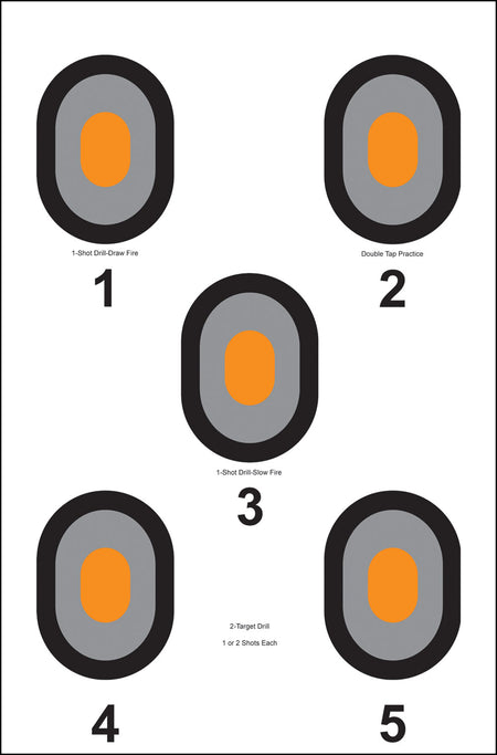 Action Target 530OC100 Five Bull's-Eye Paper Shooting Targets 23"x35" Multi-Color 100 Per Box