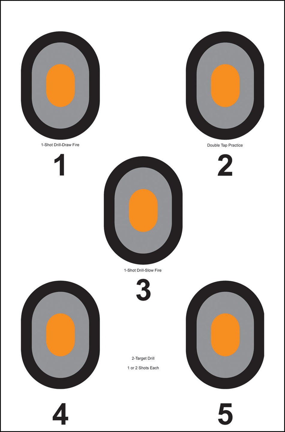 Action Target 530OC100 Five Bull's-Eye Paper Shooting Targets 23"x35" Multi-Color 100 Per Box