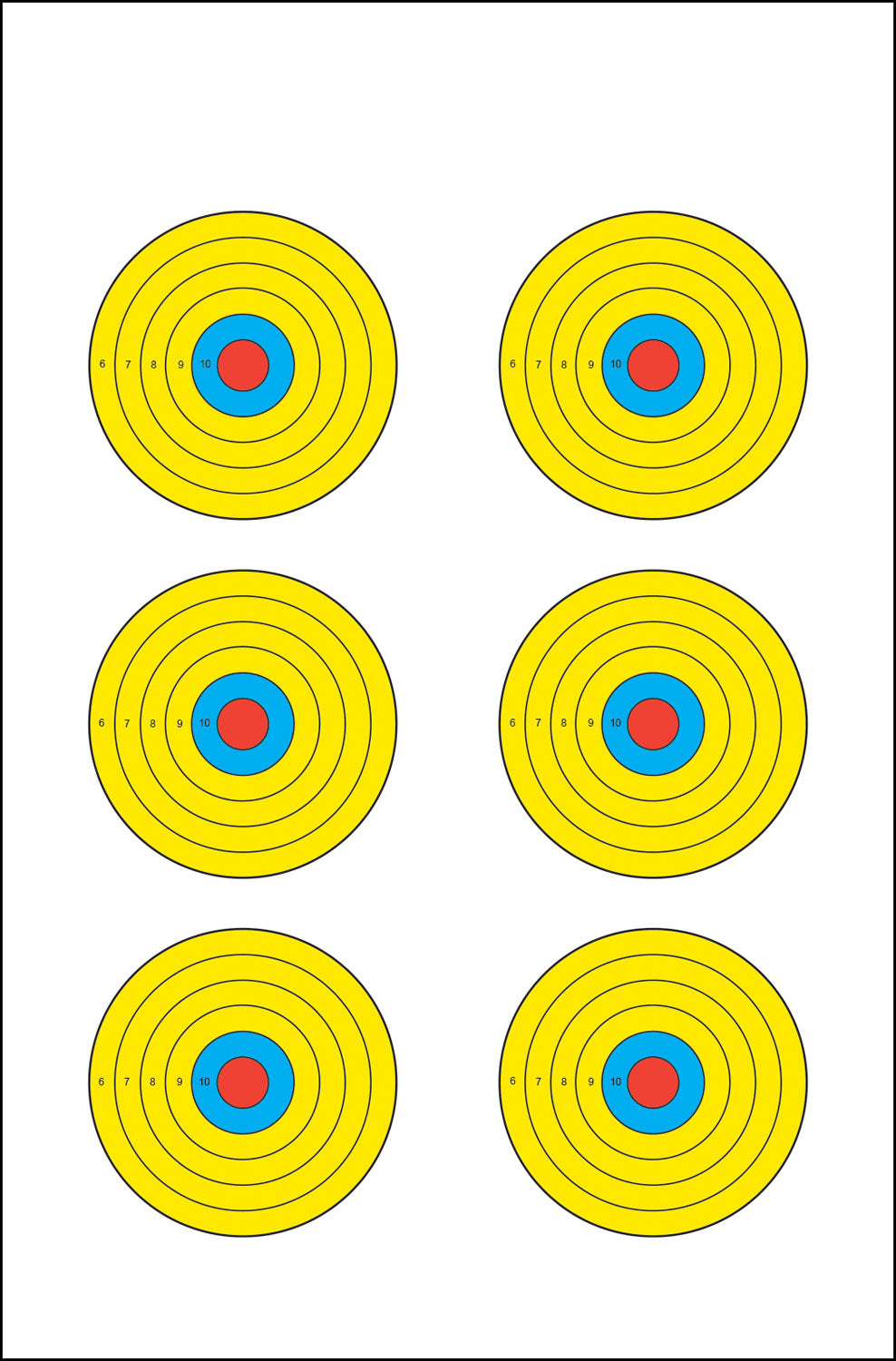 Action Target PRBE6100 Brightly Colored Six Bullseye Paper Targets 17.5"x23" 100/Box