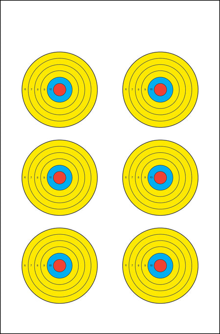Action Target PRBE6100 Brightly Colored Six Bullseye Paper Targets 17.5"x23" 100/Box